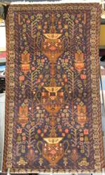 Vase War Rug with Green Cars in Bottom Corners