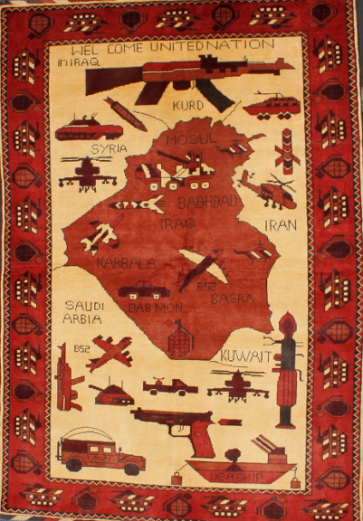 Original Humvee and Apache War Rug: Small Iraq Rug (Exhibition #26)(On Hold to June 2023) war rug