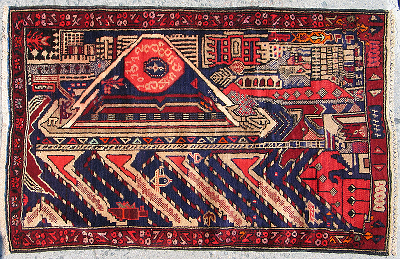 Afghan rug featuring war motifs - sorted by price