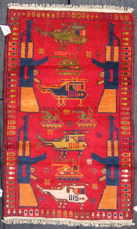Red War rug with 8 pointed stars Afghan Rug