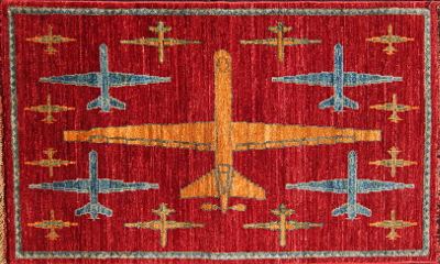 Ocher Reaper Afghan Drone War Rug