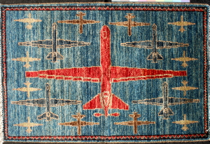 NFS Dark Blue Field Reaper Drone War Rug - Temple Afghan Rug