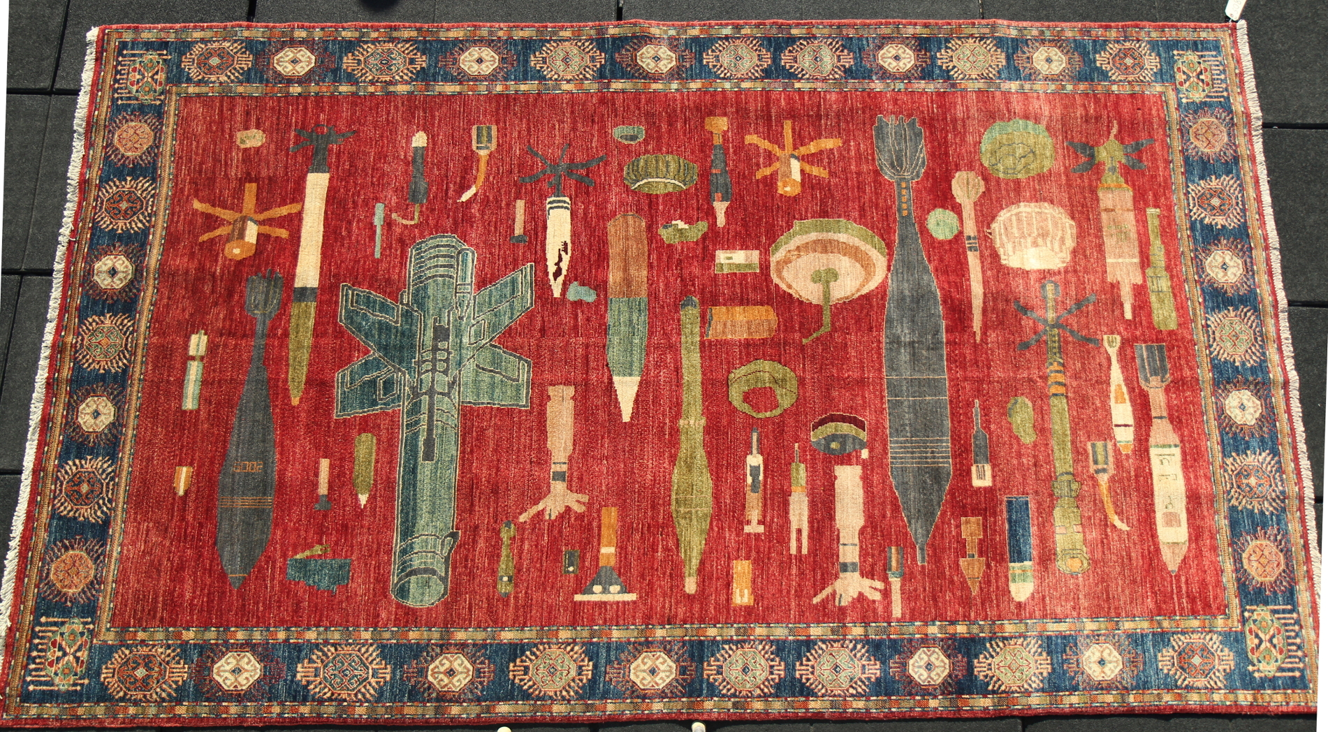 Turkmen and Uzbek War Rug with Light Fields