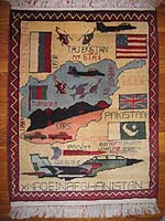 Route of Terrorism Afghan War Rug with F-16's, Flags, and Cars