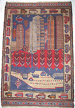 City with Small Helicopters War Rug - Vehicle Border
