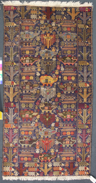 Rare, Early, Bomber Border with MiGs
<br>Price on Request Afghan Rug